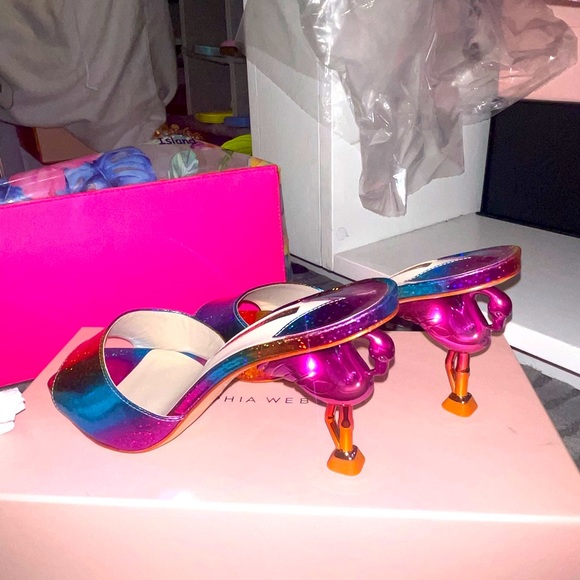 Sophia Webster Flo Flamingo 85 mm heels in rainbow - Picture 2 of 7
